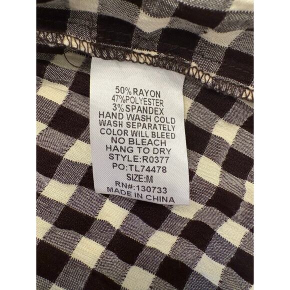 UMGEE Blouse | Black White Gingham Ruffle Sleeve Peasant Cottagecore | MEDIUM - Picture 6 of 6